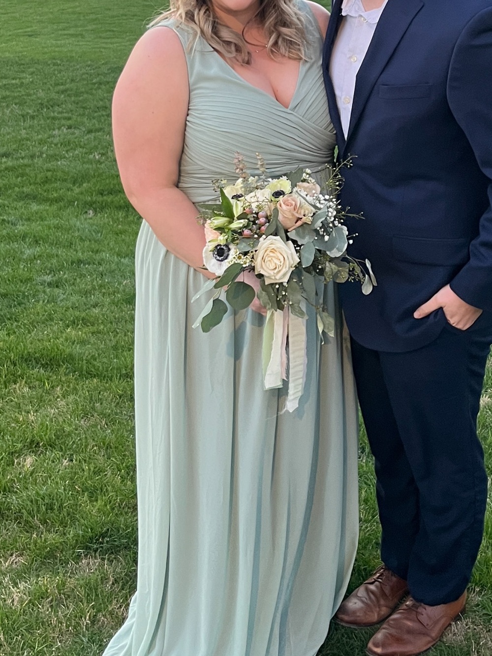 Sage Green V-Neck Chiffon Dress- birdy grey Laurie dress 3x